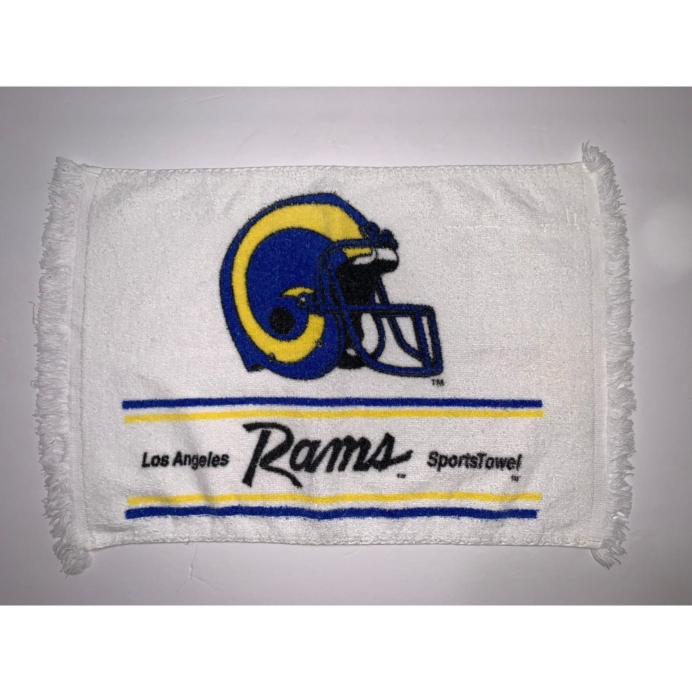 Vintage Cannon Los Angeles Rams‎ Sports Towel White Blue Yellow Made in USA NFL